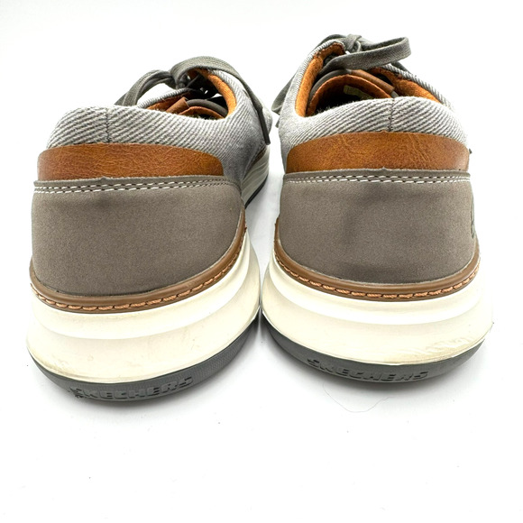 SKECHERS Men's 13 Wide Gray Taupe Moreno Ederson Canvas Oxford Shoes Sneakers - Picture 4 of 8